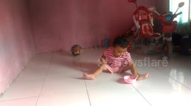 1 year old girl spills food