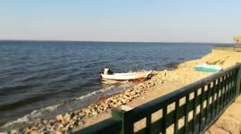 Old Boat Standing In Qarun Lake Since 100 Years