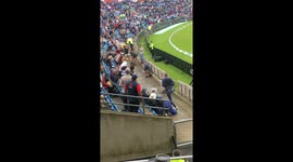 Funny clip shows fans in stands take part in their own game of cricket as rain stops play at Ashes Test match in Headingley