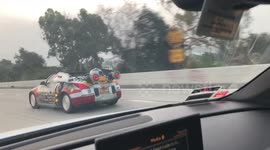 Unusual Star Wars car with R2-D2 spoiler spotted on Los Angeles highway