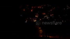 Landscape in the night of the Balkan city Tryavna in Bulgaria