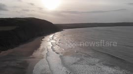 Winter sunset on a beach (Multiple angles)