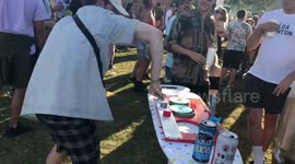 Man baffles UK festival-goers by DJing on an ironing board