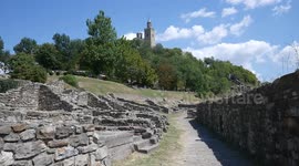 Footage of the ruins at Tsarevets fortress in Bulgaria