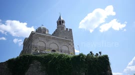 Footage of Tsarevets Fortress in Veliko Tarnovo, Bulgaria