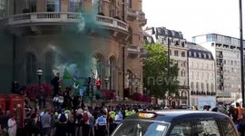 Anti-fascists and Tommy Robinson supporters face off outside BBC