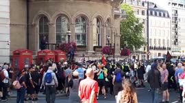 Fight breaks out at Tommy Robinson demo