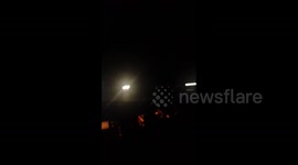 Incredible lightning strikes seen from a car