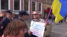 Ukrainian people celebrate Ukraine's Freedom Day in St Petersburg, Russia