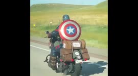 Captain America Riding to Sturgis