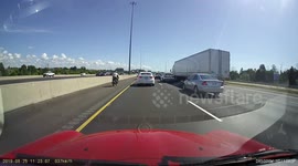 'It scared the hell out of me': Motorbike speeds along Toronto hard shoulder