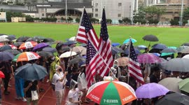 US flags waved by protesters at pro-Hong Kong demonstration