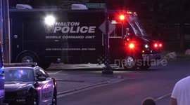 Canadian police at scene of 91-year-old senior citizen homicide victim outside of retirement home