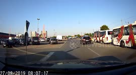 Driver caught going the worng way reverses and crashes car.