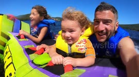 Dad goes tubing for first time with kids