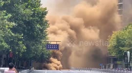Road collapses in China sending huge plumes of smoke into the sky