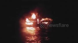 Ferry catches fire with more than 100 passengers onboard in the Philippines