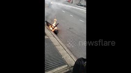Electric scooter catches fire on streets of New York