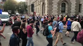 Stop The Coup protest again prorogue of Parliament outside Number 10, Whitehall, Westminster, London, England