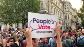 Protesters gather outside Downing Street in disgust at Boris Johnson’s proroguing decision