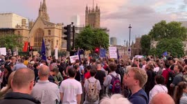 Anti-Brexit protesters block Parliament Square after the Queen approves Boris Johnson's plan to suspend Parliament