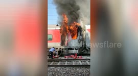Passengers rescued as fire breaks out on train in south-east India