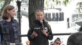 Time Magazine Person of the Year Greta Thunberg speaks in NYC after 15-day yacht trip from England