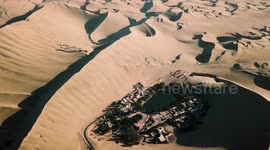 Peru 4K Relaxing Drone footage, Oasis in the Desert Sand Dunes