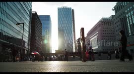 rush hour commuters heading home in london docklands