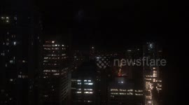 Lightning over city from high rise