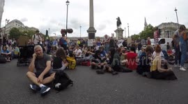 Anti Boris Johnson Protestors Block Traffic In Trafalgar Square