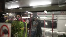 Hong Kong Anti Extradition Protest 31st August 2019. A brawl breaks out on a MTR train between protesters and pro government supporters part 2