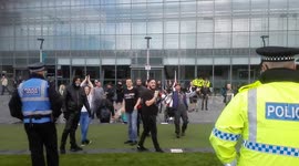 Far-right activists at pro-Brexit counter-protest in Manchester on Saturday