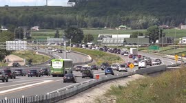 Heavy traffic on highway  400 north of Toronto as thousands of people head out for the last long holiday weekend of the summer