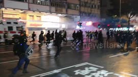 Hong Kong police use water cannon in Causeway Bay area on Saturday