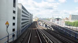 hyperlapse POV shot from the docklands light railway in london