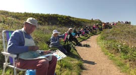 Mass painting world record attempt at Land's End in the UK