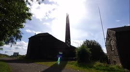 Time-Lapse railway cart & engine house at Middleton Top start of the Great North Trail 800 mile off-road mountain bike route