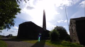 Time-Lapse railway cart & engine house at Middleton Top start of the Great North Trail 800 mile off-road mountain bike route