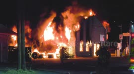 Gas Station Fully Involved in Fire with Explosions