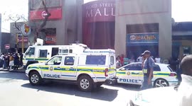 Large police presence seen outside Bloedstreet Mall in Pretoria, South Africa