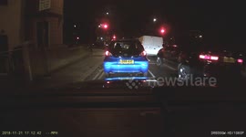 3 cars going through red