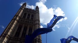Brexit protest in Westminster as MPs debate bill that could block no-deal Brexit