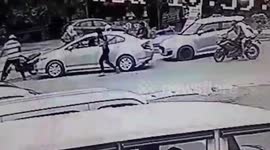 Bike-borne assailants thrash man with sticks in broad daylight after intercepting his car in northern India