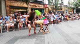 Contestants in high heels compete in 'drag race' during Benidorm's Pride festival