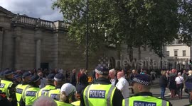 Brexiteers confront police officers at Whitehall in London