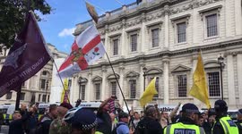 Brexiteers face off police at Whitehall in London during 'Stop The Coup' demo