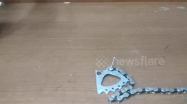 Convenient opener from an old star and bicycle chain