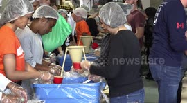 Toronto volunteers from Global medic continue to package food and supplies for the Bahamas hit by hurricane Dorian