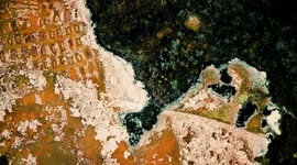 Galapagos Islands, Flight over Salt Lakes near Las Grietas